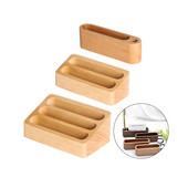 1/2/3 слота Масивна настолна стойка за дисплеи за визитки Поставка за бележки Кутия за съхранение Органайзер за карти от бук за офис с дупка за писалка