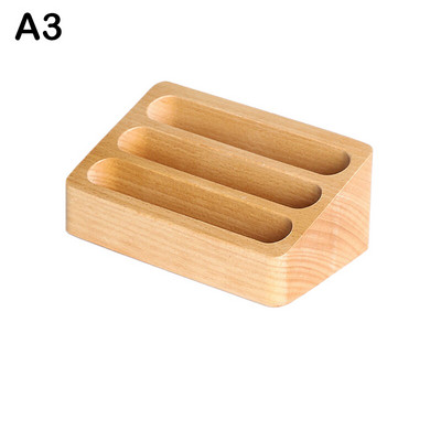 1/2/3 слота Масивна настолна стойка за дисплеи за визитки Поставка за бележки Кутия за съхранение Органайзер за карти от бук за офис с дупка за писалка