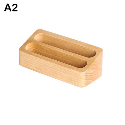 1/2/3 слота Масивна настолна стойка за дисплеи за визитки Поставка за бележки Кутия за съхранение Органайзер за карти от бук за офис с дупка за писалка