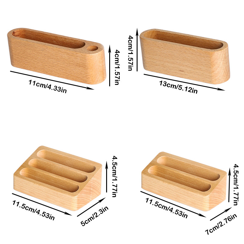 1/2/3 слота Масивна настолна стойка за дисплеи за визитки Поставка за бележки Кутия за съхранение Органайзер за карти от бук за офис с дупка за писалка