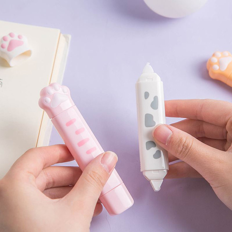 1 db aranyos macskamancs hordozható korrekciós szalag pontragasztó, kétfejű diák Kawaii korrektor irodai iskolai írószerhez