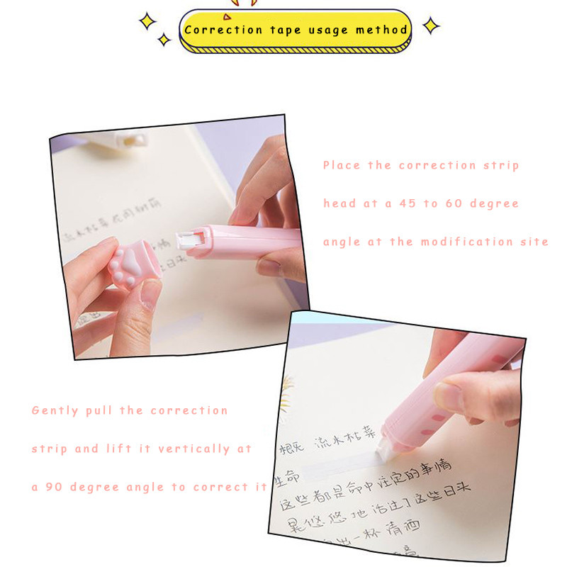 1 db aranyos macskamancs hordozható korrekciós szalag pontragasztó, kétfejű diák Kawaii korrektor irodai iskolai írószerhez
