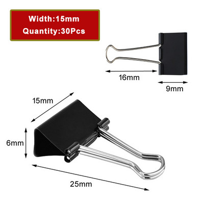 5-30 vnt. segtuvų segtukai, metaliniai atlenkiami spaustukai, maži sąvaržėlės spaustukai, 15/19/25/32/41/51 mm biuro segtukai, skirti namų mokyklos biuro laikymui