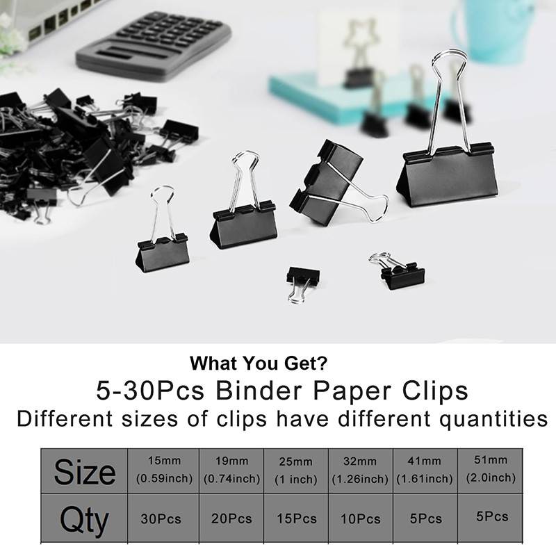 5-30 vnt. segtuvų segtukai, metaliniai atlenkiami spaustukai, maži sąvaržėlės spaustukai, 15/19/25/32/41/51 mm biuro segtukai, skirti namų mokyklos biuro laikymui