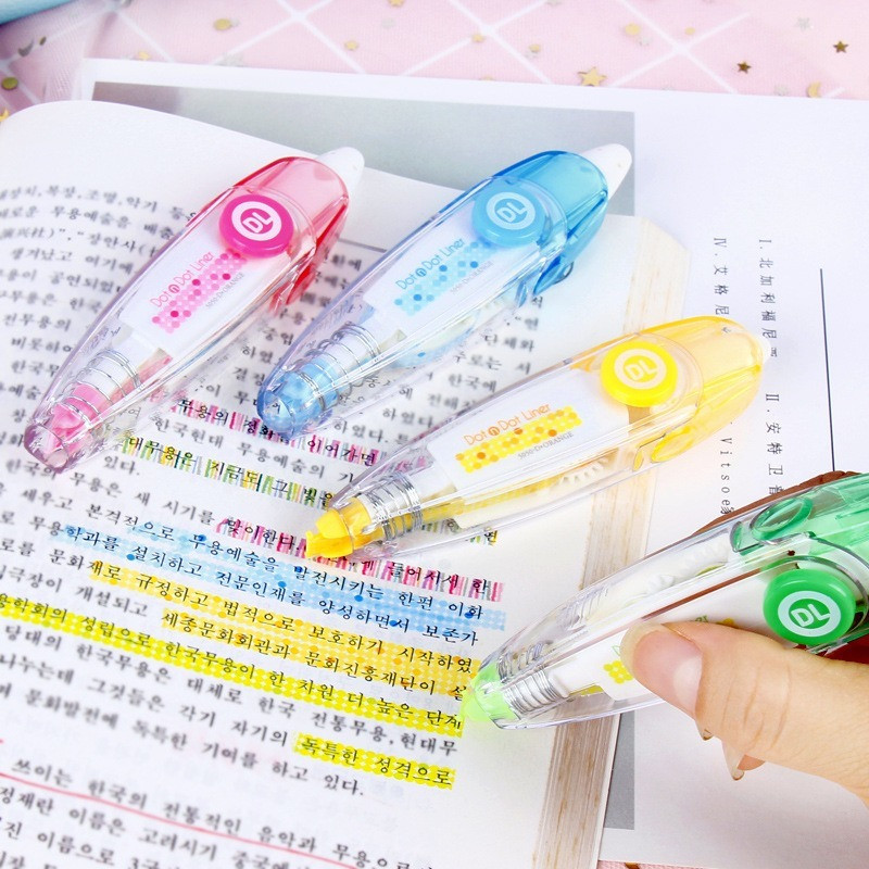Koreai Kawaii Stripe Dots Press Type Dekoratív korrekciós szalag Scrapbooking napló Írószerek Aranyos iskolai kellékek