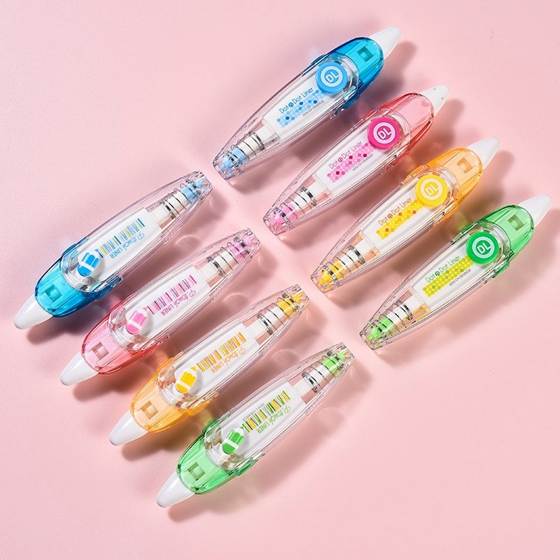 Koreai Kawaii Stripe Dots Press Type Dekoratív korrekciós szalag Scrapbooking napló Írószerek Aranyos iskolai kellékek