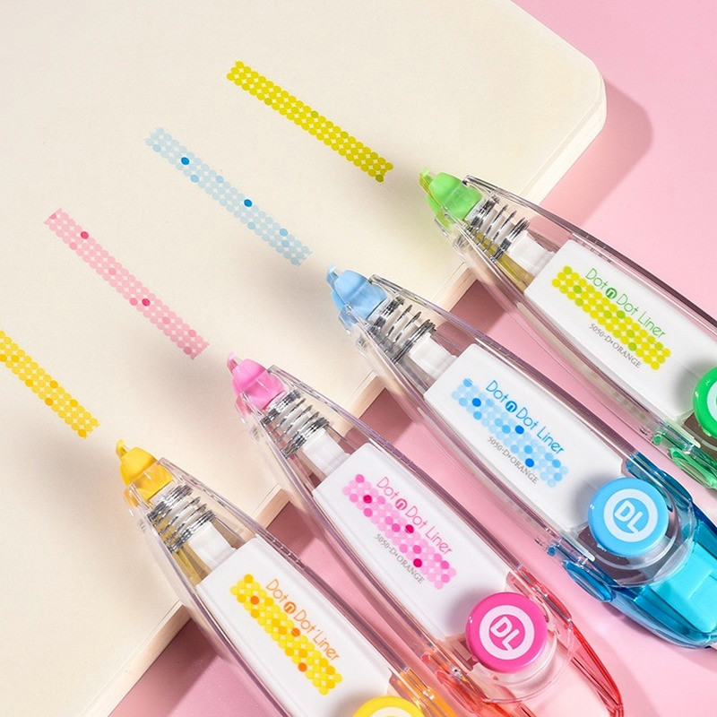 Koreai Kawaii Stripe Dots Press Type Dekoratív korrekciós szalag Scrapbooking napló Írószerek Aranyos iskolai kellékek