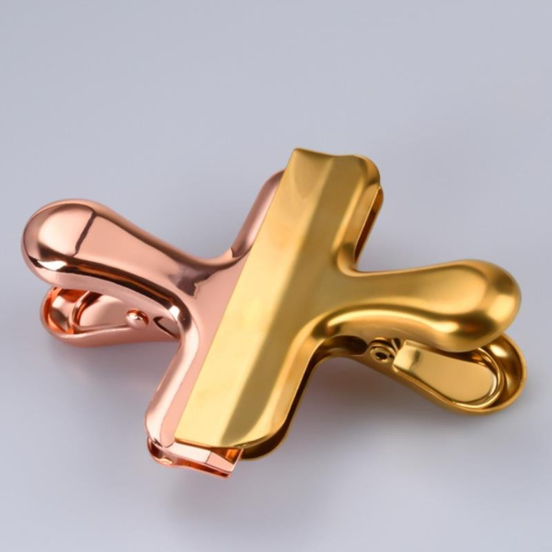 Скоба за подвързващо устройство Луксозен метален щипка от розово злато Хартиена чанта за документи Сметка Органайзер Щипки Ученически канцеларски материали Училищни офис консумативи