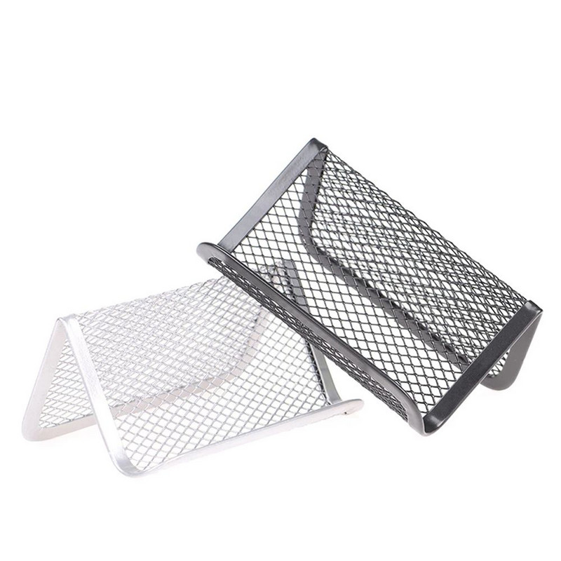 Ezüst jegyzettartó kliptartó fém hálós otthoni asztal névjegykártya tartó kártya kijelző állványok asztali üzleti tartók névjegykártya tartó