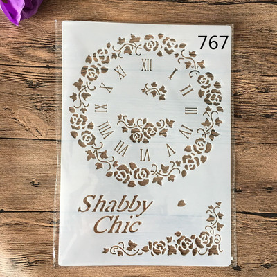 A4 29 *21 εκ. στένσιλ DIY Ζωγραφική τοίχων Λεύκωμα χρωματισμού άλμπουμ ανάγλυφο Πρότυπο διακοσμητικής κάρτας χαρτιού, ρολόι τοίχου μηχανικό