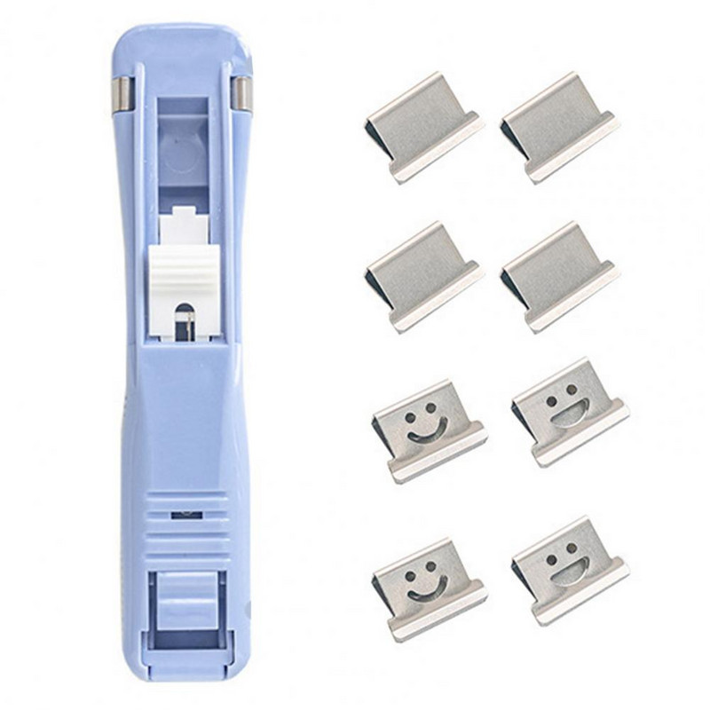 1 szett kapcsos tűző Újrafelhasználható Lyukasztás nélküli kötés műanyag reszelő irodai kellékek kapcsos mappa