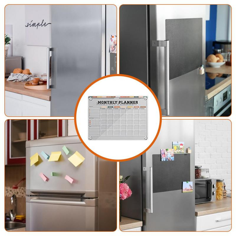 Átlátszó mágneses naptár a hűtőszekrény száraz törlése tábla hűtőszekrény fehér tábla kis tervező ütemezési tábla teendők listája