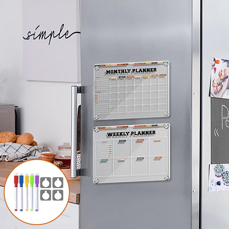 Átlátszó mágneses naptár a hűtőszekrény száraz törlése tábla hűtőszekrény fehér tábla kis tervező ütemezési tábla teendők listája