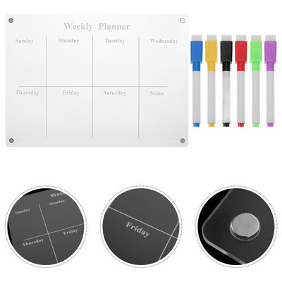 График Магнитна дъска за сухо изтриване Дневен планер Акрилна стенна бяла дъска Календар Домашна кухня Изтриваем Гъвкав таблет за писане