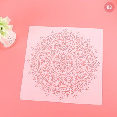 DIY Kézműves Mandala Kerek Geometria DIY Rétegező Sablonok Festés Scrapbook Színező Dombornyomó Album Díszsablon 30x30cm