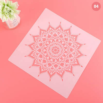 DIY Kézműves Mandala Kerek Geometria DIY Rétegező Sablonok Festés Scrapbook Színező Dombornyomó Album Díszsablon 30x30cm