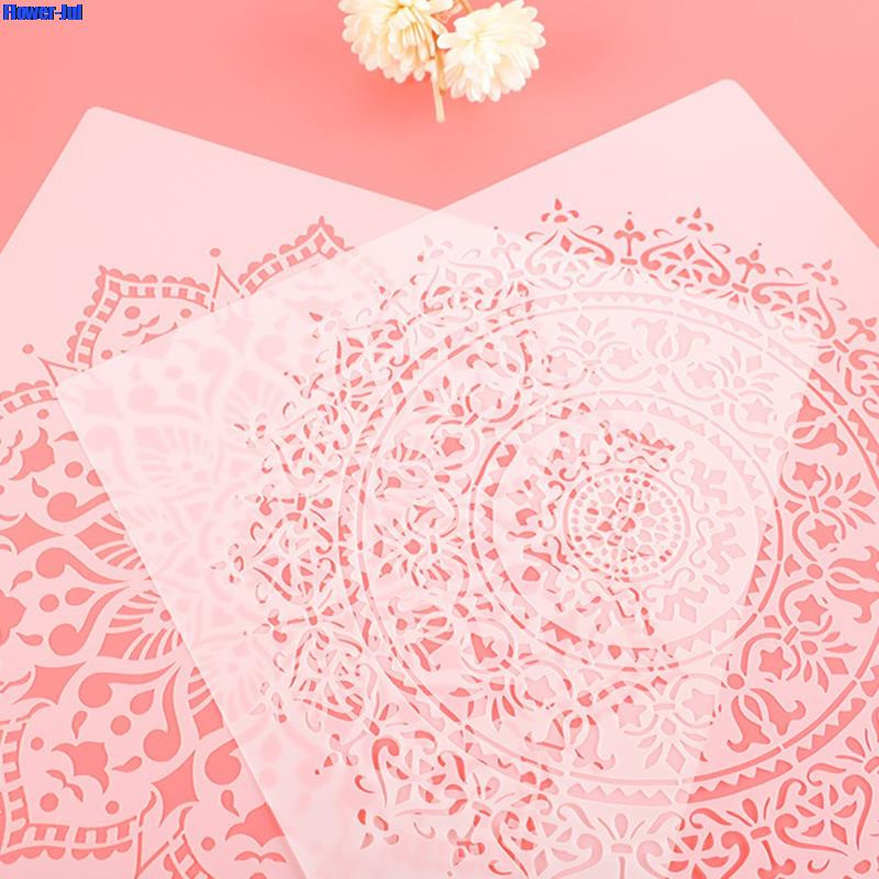 DIY Kézműves Mandala Kerek Geometria DIY Rétegező Sablonok Festés Scrapbook Színező Dombornyomó Album Díszsablon 30x30cm