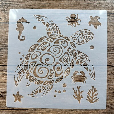20 *20 cm merikilpkonnad DIY mandala vorm šabloonide värvimiseks templiga fotoalbum reljeefne paberkaart puidule, kangale, seinale