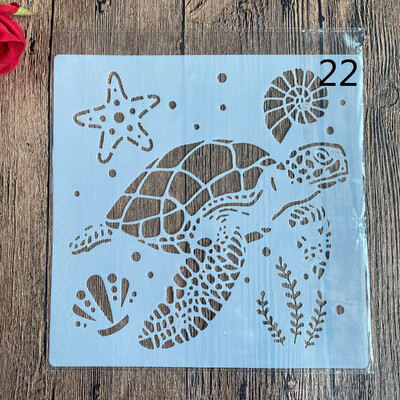 20 *20 cm merikilpkonnad DIY mandala vorm šabloonide värvimiseks templiga fotoalbum reljeefne paberkaart puidule, kangale, seinale