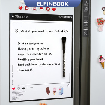 Elfin Book επαναχρησιμοποιήσιμο μαγνητικό μαλακό λευκό πίνακα Αυτοκόλλητα ψυγείου που διαγράφονται με αυτοκόλλητες σημειώσεις Πίνακας μηνυμάτων Διδασκαλική πρακτική Πίνακας κουζίνας