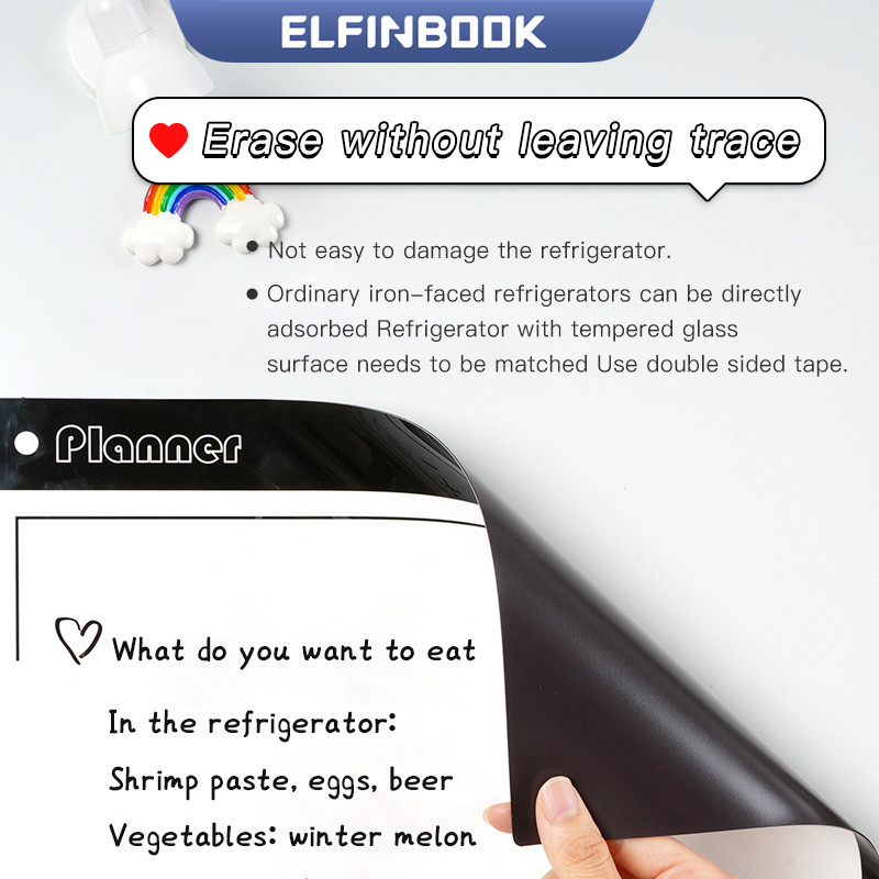 Elfin könyv újrafelhasználható mágneses puha tábla hűtőszekrény matricák letörölhető cetlik Üzenőtábla Oktató gyakorlat konyhai tábla