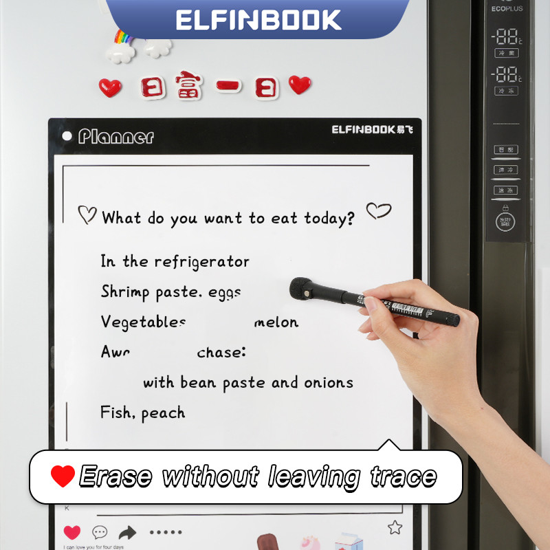 Elfin könyv újrafelhasználható mágneses puha tábla hűtőszekrény matricák letörölhető cetlik Üzenőtábla Oktató gyakorlat konyhai tábla