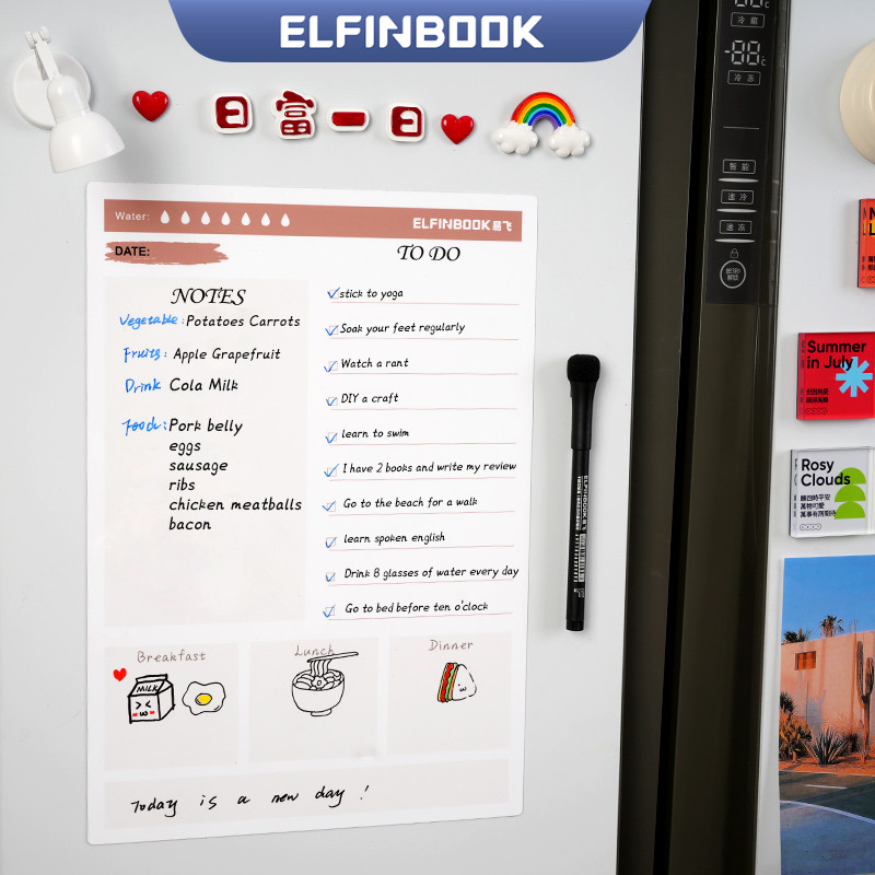 Elfin könyv újrafelhasználható mágneses puha tábla hűtőszekrény matricák letörölhető cetlik Üzenőtábla Oktató gyakorlat konyhai tábla