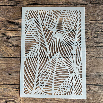 A4 29 *21cm DIY Stencils Falfestmény Scrapbook Színező Dombornyomó Album Dekoratív Papír Kártyasablon, Fali Mandala levél