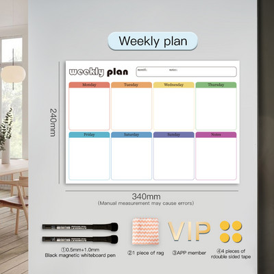 Mágneses naptár a hűtőhöz Havi heti tervező Naptár táblázat Száraz törlés tábla Hűtőmatrica Üzenőfal menü