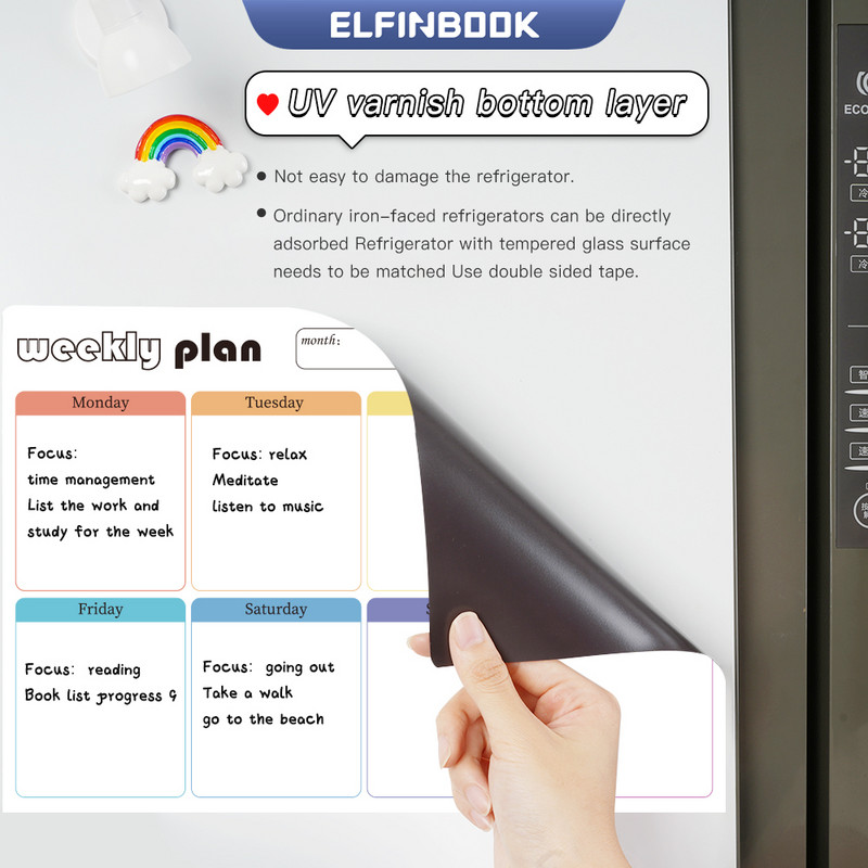 Mágneses naptár a hűtőhöz Havi heti tervező Naptár táblázat Száraz törlés tábla Hűtőmatrica Üzenőfal menü
