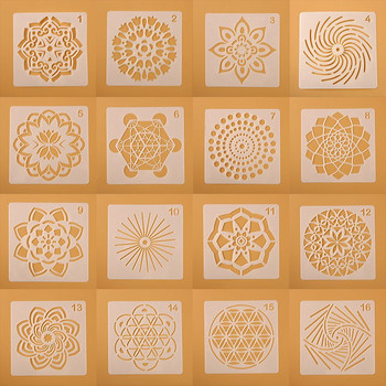 Κοίλα στρογγυλά στένσιλ με βοηθητικές στρώσεις Mandala για τοίχους Ζωγραφική Scrapbooking Διακοσμητικό άλμπουμ γραμματοσήμων Πρότυπο κάρτας χαρτιού ανάγλυφο