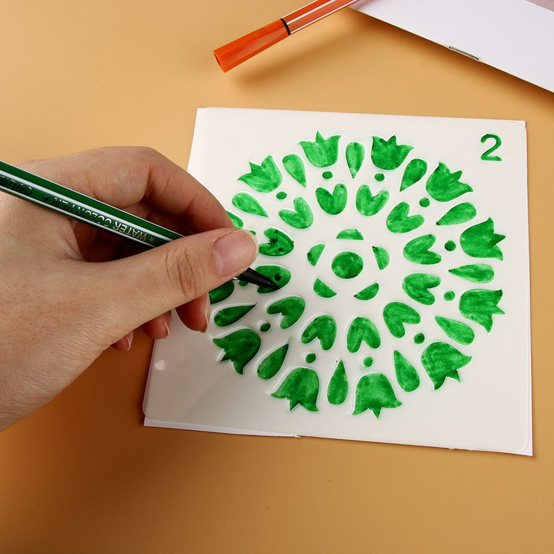 Üreges kerek mandala segédsablonok falfestéshez Scrapbooking bélyegalbum dekor dombornyomott papír kártya sablon