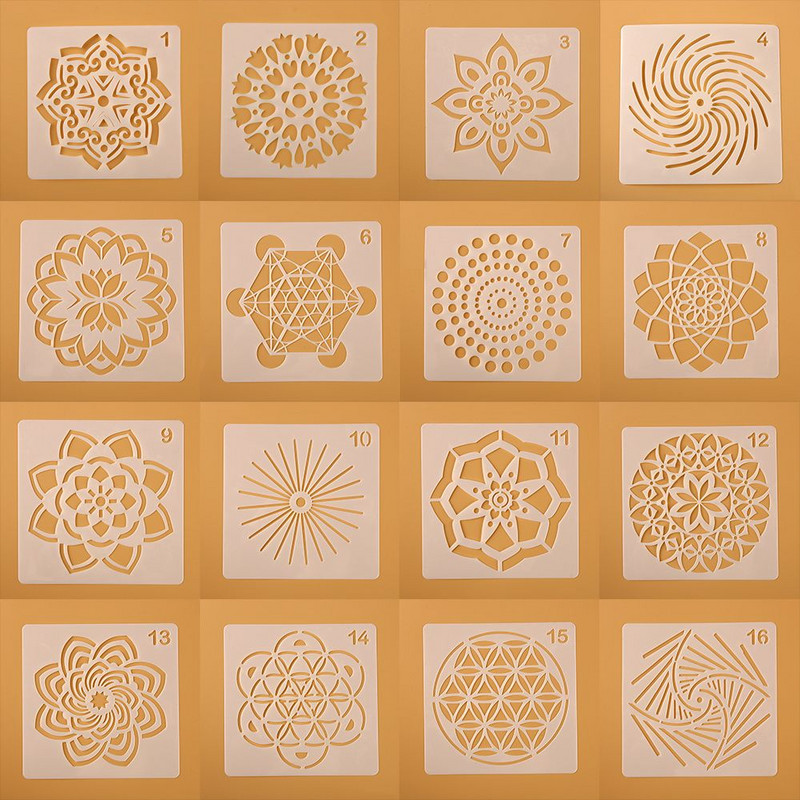 Üreges kerek mandala segédsablonok falfestéshez Scrapbooking bélyegalbum dekor dombornyomott papír kártya sablon