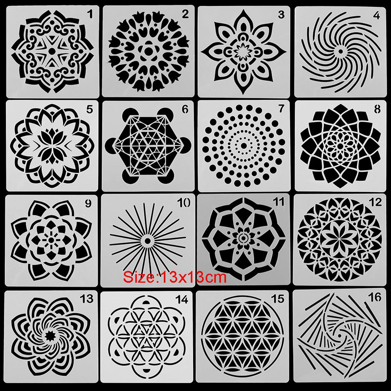 Üreges kerek mandala segédsablonok falfestéshez Scrapbooking bélyegalbum dekor dombornyomott papír kártya sablon