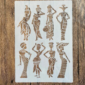 29 *21cm DIY Stencils fal Festmény Scrapbook Színezés Dombornyomás Album Dekoratív Papír Kártya Sablon fal Primitív nő