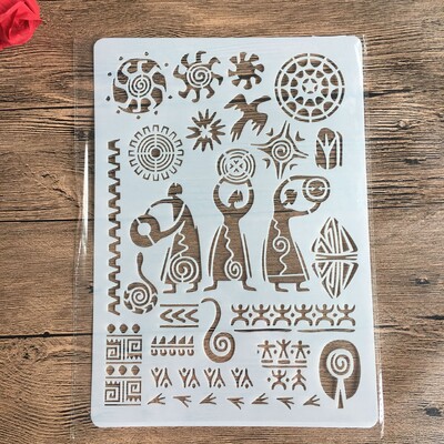 29 *21cm DIY Stencils fal Festmény Scrapbook Színezés Dombornyomás Album Dekoratív Papír Kártya Sablon fal Primitív nő