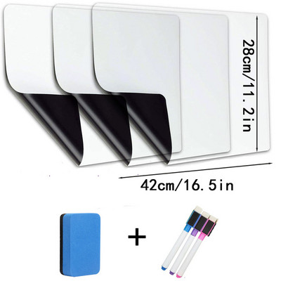 3 броя Хладилник Календар Магнитни стикери за бяла дъска за сухо изтриване за хладилник Лесни за използване, с устойчива на петна технология,