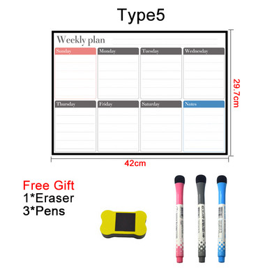 A3 размер Сухо изтриване Магнитен месечен седмичен календар Хладилник Маркери Бяла дъска, Изтриваем хладилник Ежедневна бележка, Списък със задачи