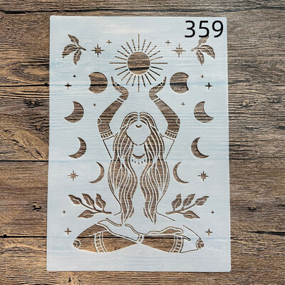 A4-es 29*21cm-es DIY mandala forma sablonok festéséhez pecsétes fotóalbum dombornyomott papírkártya faszövet falra Lotus Buddha Faith