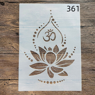 A4-es 29*21cm-es DIY mandala forma sablonok festéséhez pecsétes fotóalbum dombornyomott papírkártya faszövet falra Lotus Buddha Faith