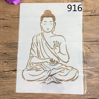 A4-es 29*21cm-es DIY mandala forma sablonok festéséhez pecsétes fotóalbum dombornyomott papírkártya faszövet falra Lotus Buddha Faith