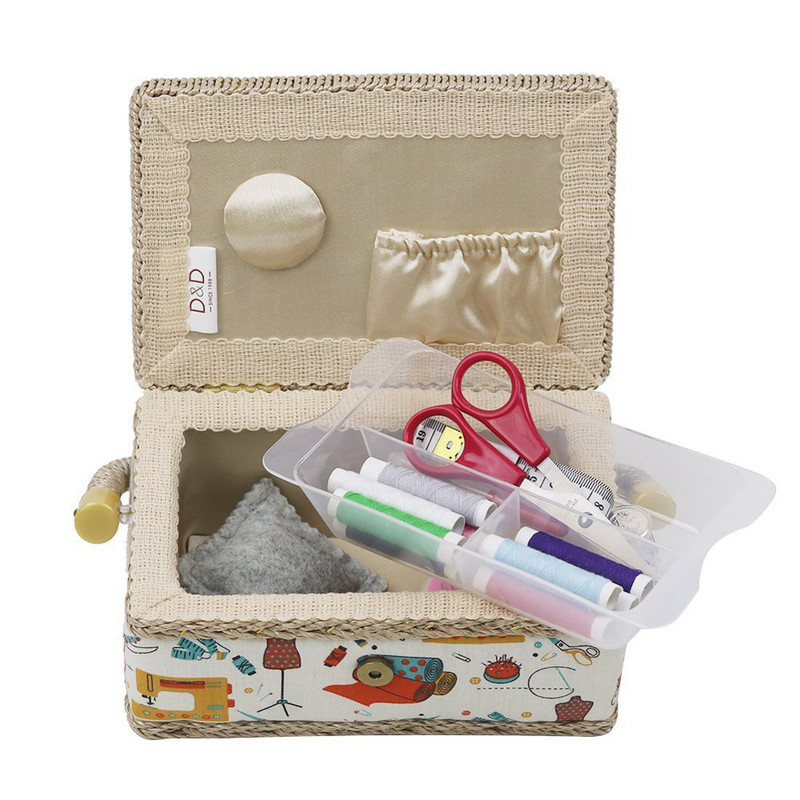 Nova košara za šivanje s priborom za šivanje Alati za šivanje od tkanine Mala mini kutija za pohranu Najbolji dar za majku DIY pribor za šivanje