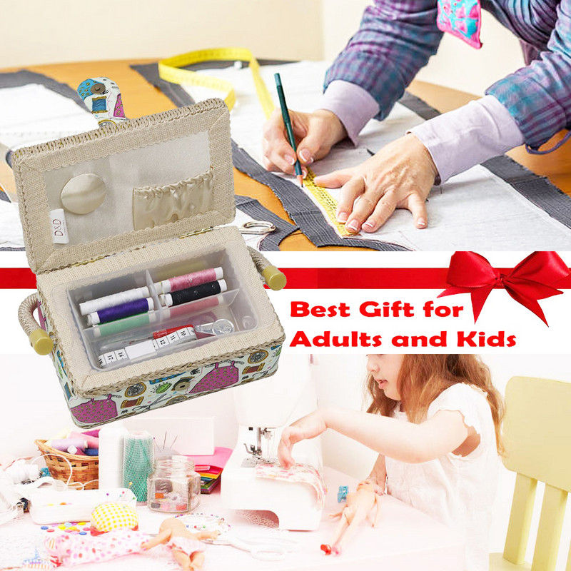 Nova košara za šivanje s priborom za šivanje Alati za šivanje od tkanine Mala mini kutija za pohranu Najbolji dar za majku DIY pribor za šivanje