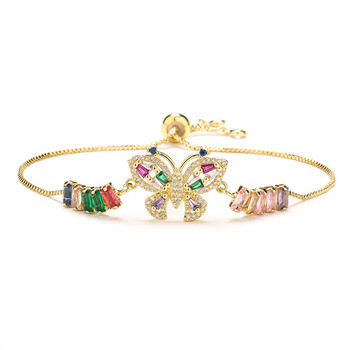 Ζιργκόν κοσμήματα λαμπερό βραχιόλι πεταλούδας Πολύχρωμα βραχιόλια αλυσίδας για γυναίκες Δώρο γάμου για νύφη