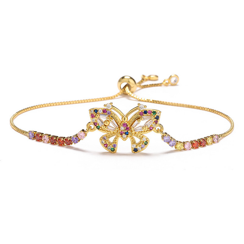 Бижута с циркон Блестяща гривна с пеперуда Шарени гривни с верига  за жени Сватбен подарък за булка