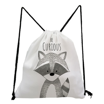 Χαριτωμένο Giraffe Dinosaur Print Τσάντες με κορδόνι Ζώο με μοτίβο Παιδική Εφηβική τσάντα σχολικού βιβλίου για κορίτσια Φορητή γυναικεία τσάντα πλάτης Eco επαναχρησιμοποιήσιμη