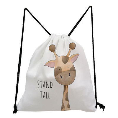 Χαριτωμένο Giraffe Dinosaur Print Τσάντες με κορδόνι Ζώο με μοτίβο Παιδική Εφηβική τσάντα σχολικού βιβλίου για κορίτσια Φορητή γυναικεία τσάντα πλάτης Eco επαναχρησιμοποιήσιμη