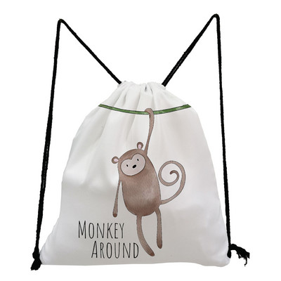 Χαριτωμένο Giraffe Dinosaur Print Τσάντες με κορδόνι Ζώο με μοτίβο Παιδική Εφηβική τσάντα σχολικού βιβλίου για κορίτσια Φορητή γυναικεία τσάντα πλάτης Eco επαναχρησιμοποιήσιμη