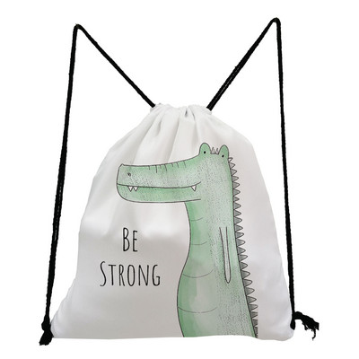 Χαριτωμένο Giraffe Dinosaur Print Τσάντες με κορδόνι Ζώο με μοτίβο Παιδική Εφηβική τσάντα σχολικού βιβλίου για κορίτσια Φορητή γυναικεία τσάντα πλάτης Eco επαναχρησιμοποιήσιμη