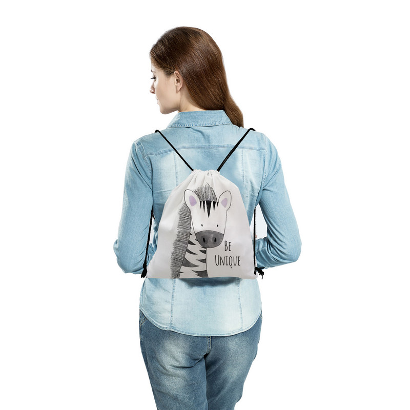 Χαριτωμένο Giraffe Dinosaur Print Τσάντες με κορδόνι Ζώο με μοτίβο Παιδική Εφηβική τσάντα σχολικού βιβλίου για κορίτσια Φορητή γυναικεία τσάντα πλάτης Eco επαναχρησιμοποιήσιμη